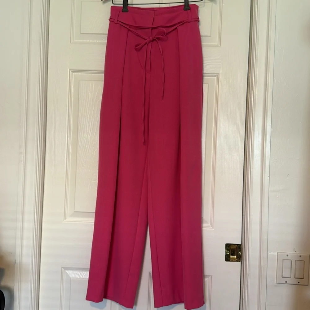 River Island Pink High Waist Wide Leg Pleated Pants - Picture 12 of 12